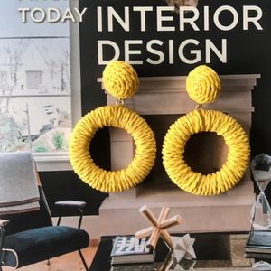 Lulus OCHO RIOS YELLOW WOVEN HOOP EARRINGS